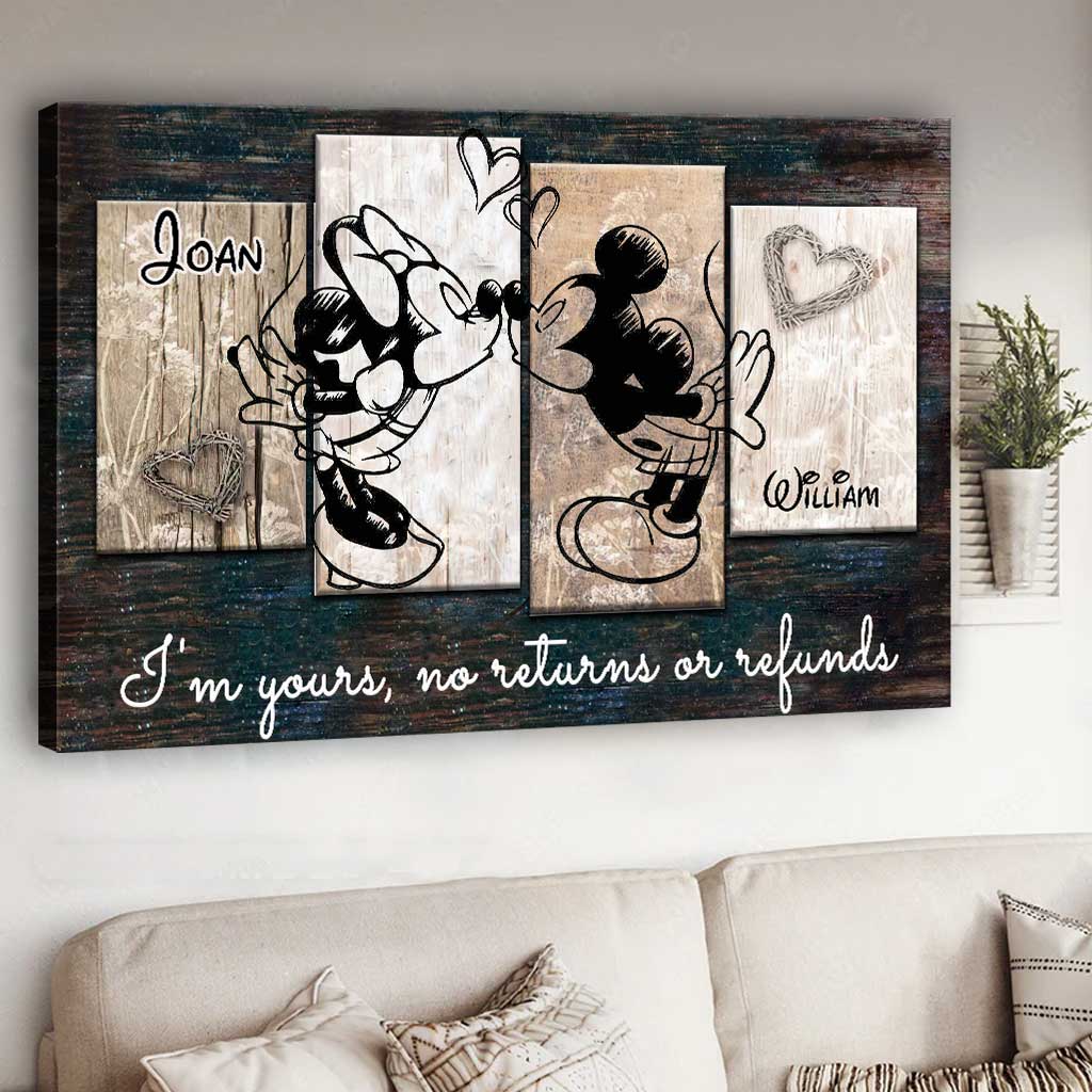 Personalized Couple Mouse Canvas Print Custom Names Gift for Anniversary Canvas and Poster GradoCreations