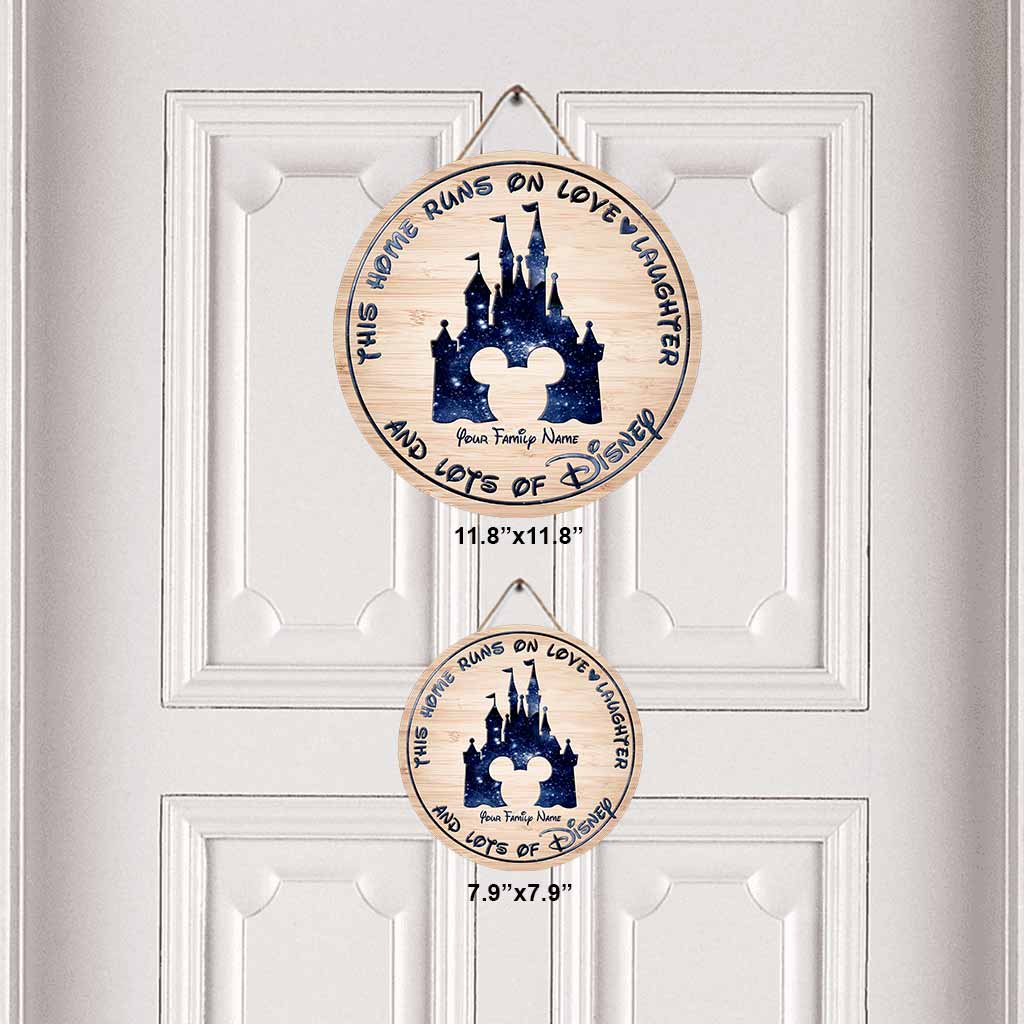 Personalized Round Wood Sign with Family Name - Home Runs on Love & Laughter Gift Round Wood Sign GradoCreations