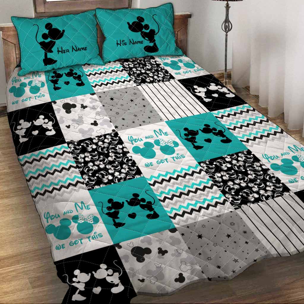 Personalized Mouse Quilt Set Custom Names Unique Gift for Couple Quilt Set GradoCreations