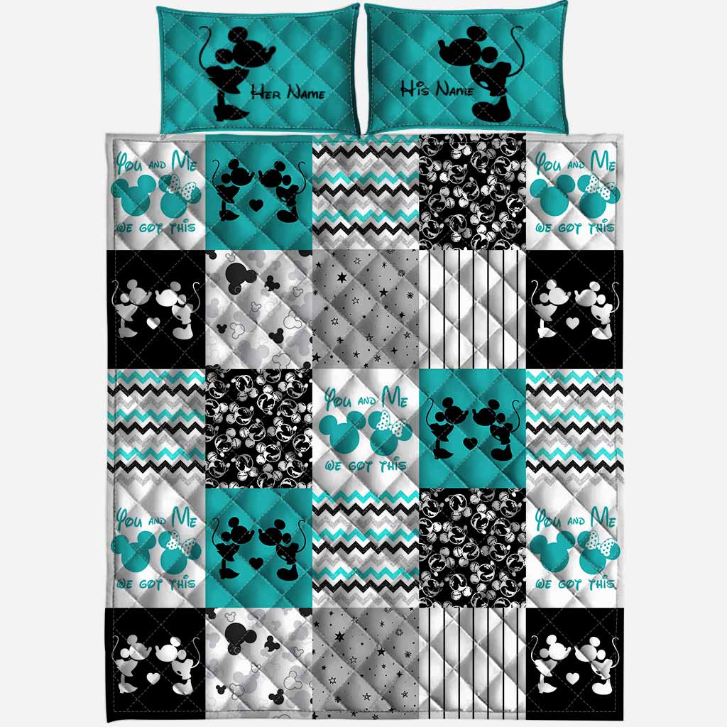 Personalized Mouse Quilt Set Custom Names Unique Gift for Couple Quilt Set GradoCreations