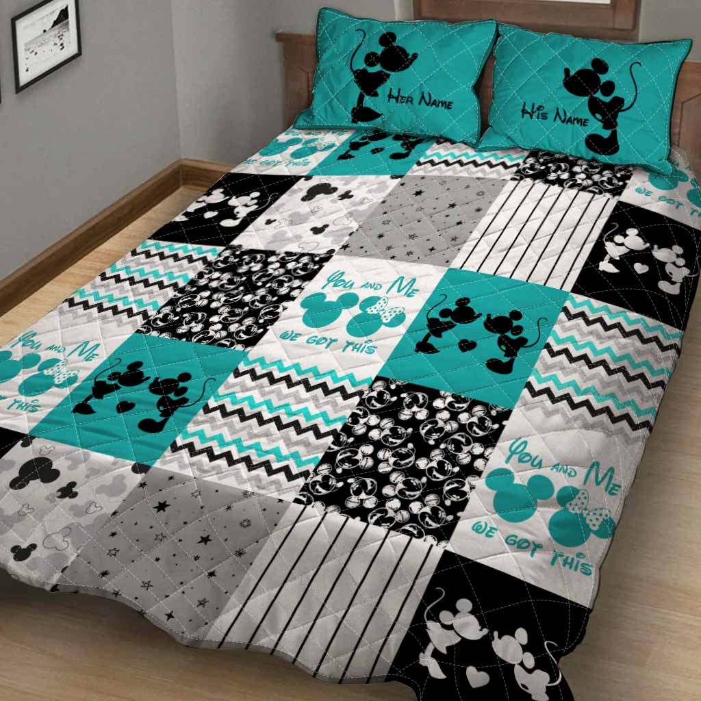 Personalized Mouse Quilt Set Custom Names Unique Gift for Couple Quilt Set GradoCreations