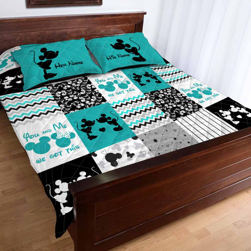 Personalized Mouse Quilt Set Custom Names Unique Gift for Couple Quilt Set GradoCreations
