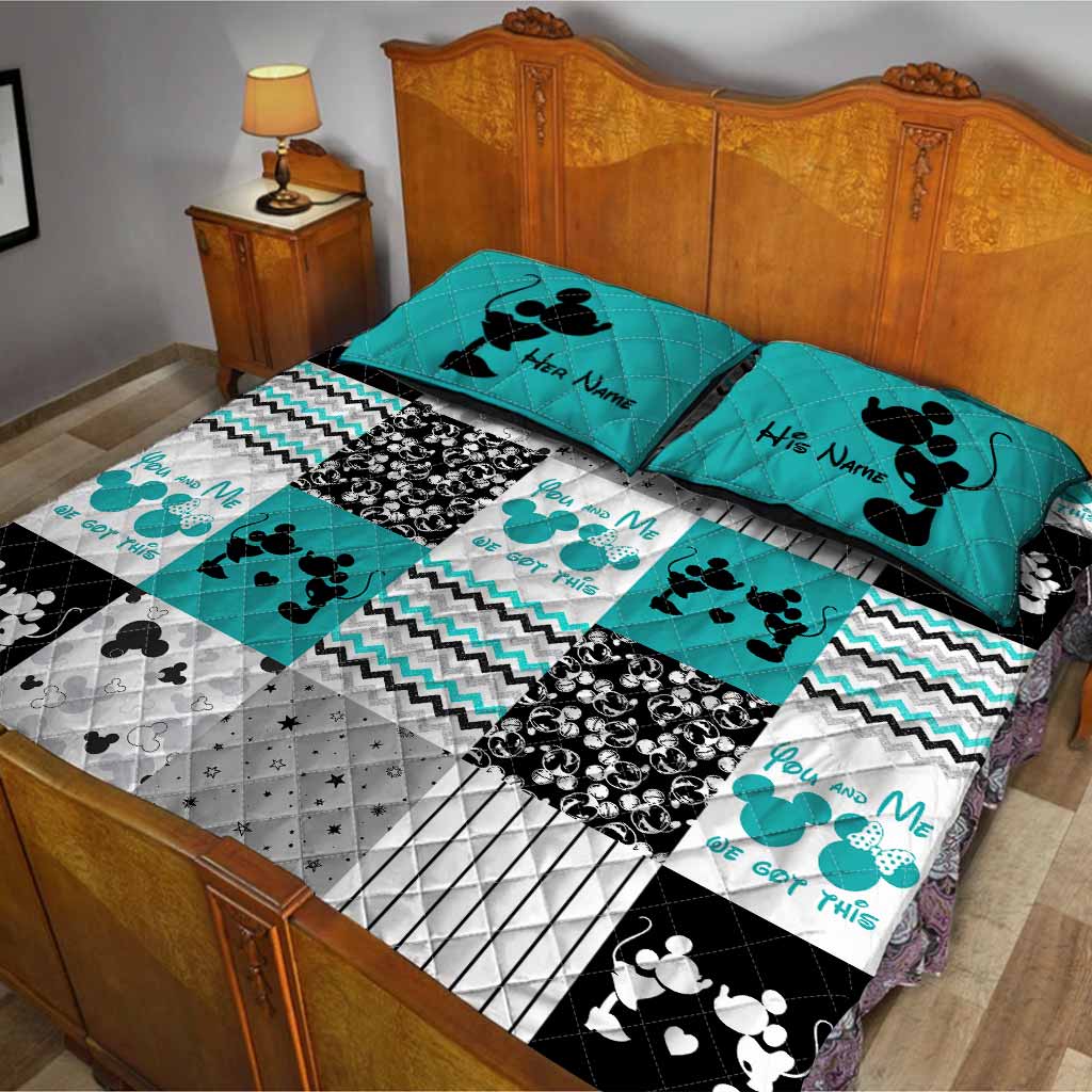 Personalized Mouse Quilt Set Custom Names Unique Gift for Couple Quilt Set GradoCreations