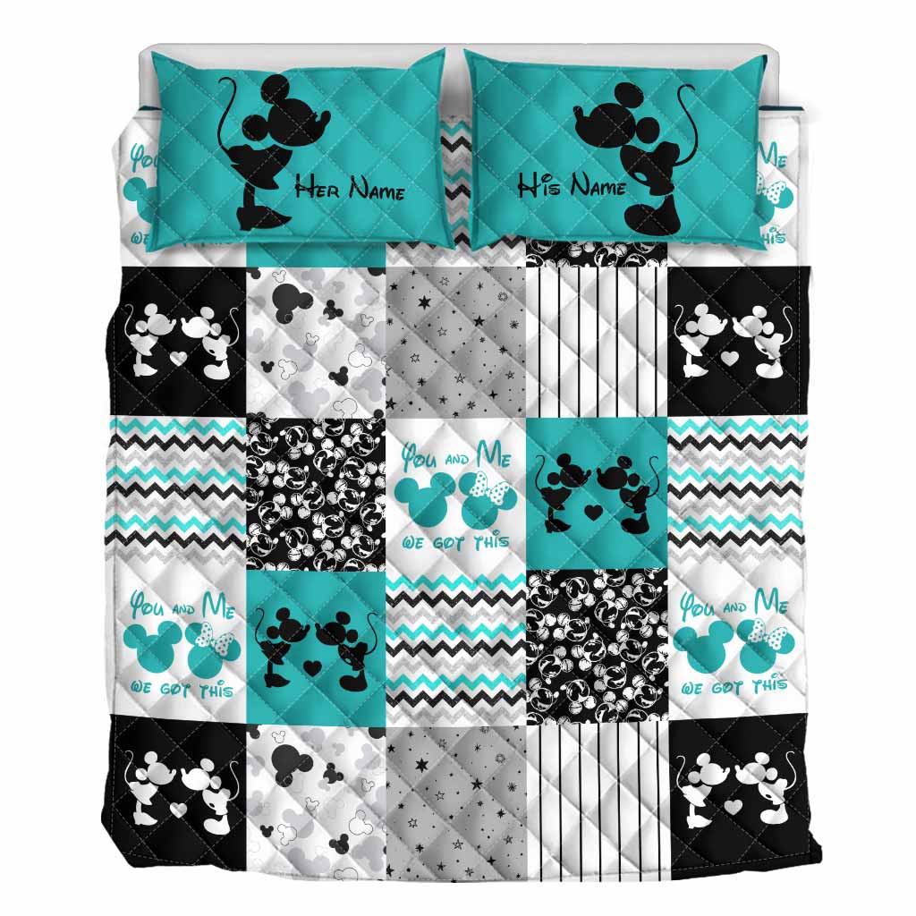 Personalized Mouse Quilt Set Custom Names Unique Gift for Couple Quilt Set GradoCreations