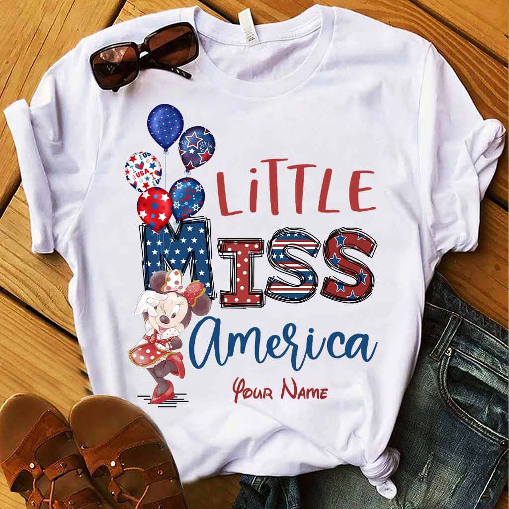 Personalized Independence Day Little Miss T-Shirt and Hoodie Custom Name Gift T-shirt & Hoodie GradoCreations