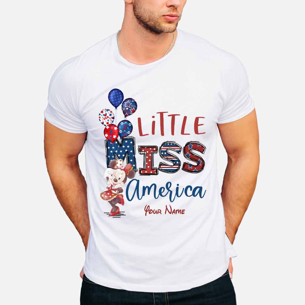 Personalized Independence Day Little Miss T-Shirt and Hoodie Custom Name Gift T-shirt & Hoodie GradoCreations