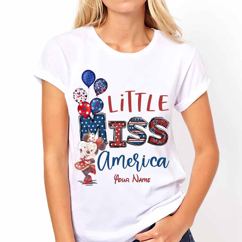 Personalized Independence Day Little Miss T-Shirt and Hoodie Custom Name Gift T-shirt & Hoodie GradoCreations