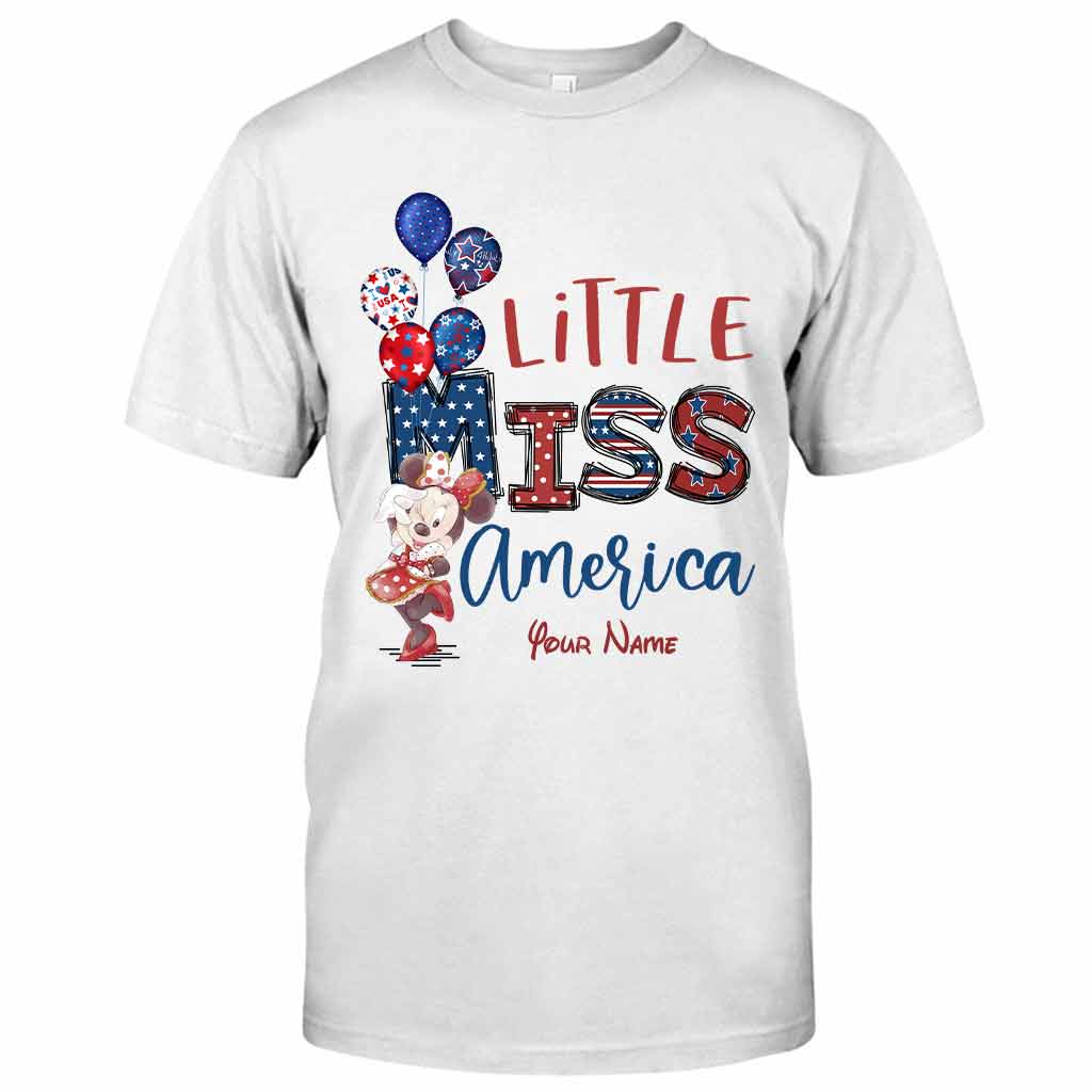 Personalized Independence Day Little Miss T-Shirt and Hoodie Custom Name Gift T-shirt & Hoodie GradoCreations