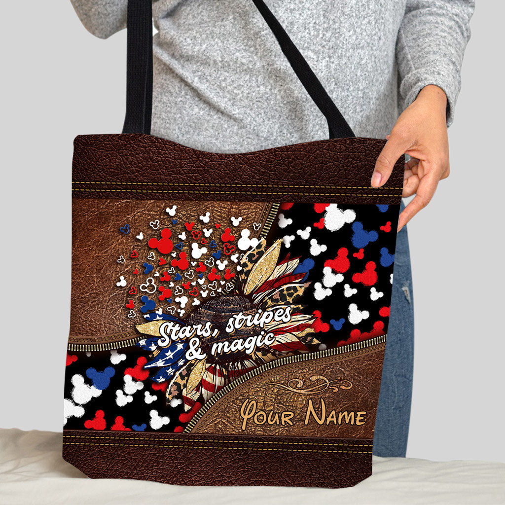 Personalized Independence Day Tote Bag with American Flag Design Tote Bag GradoCreations
