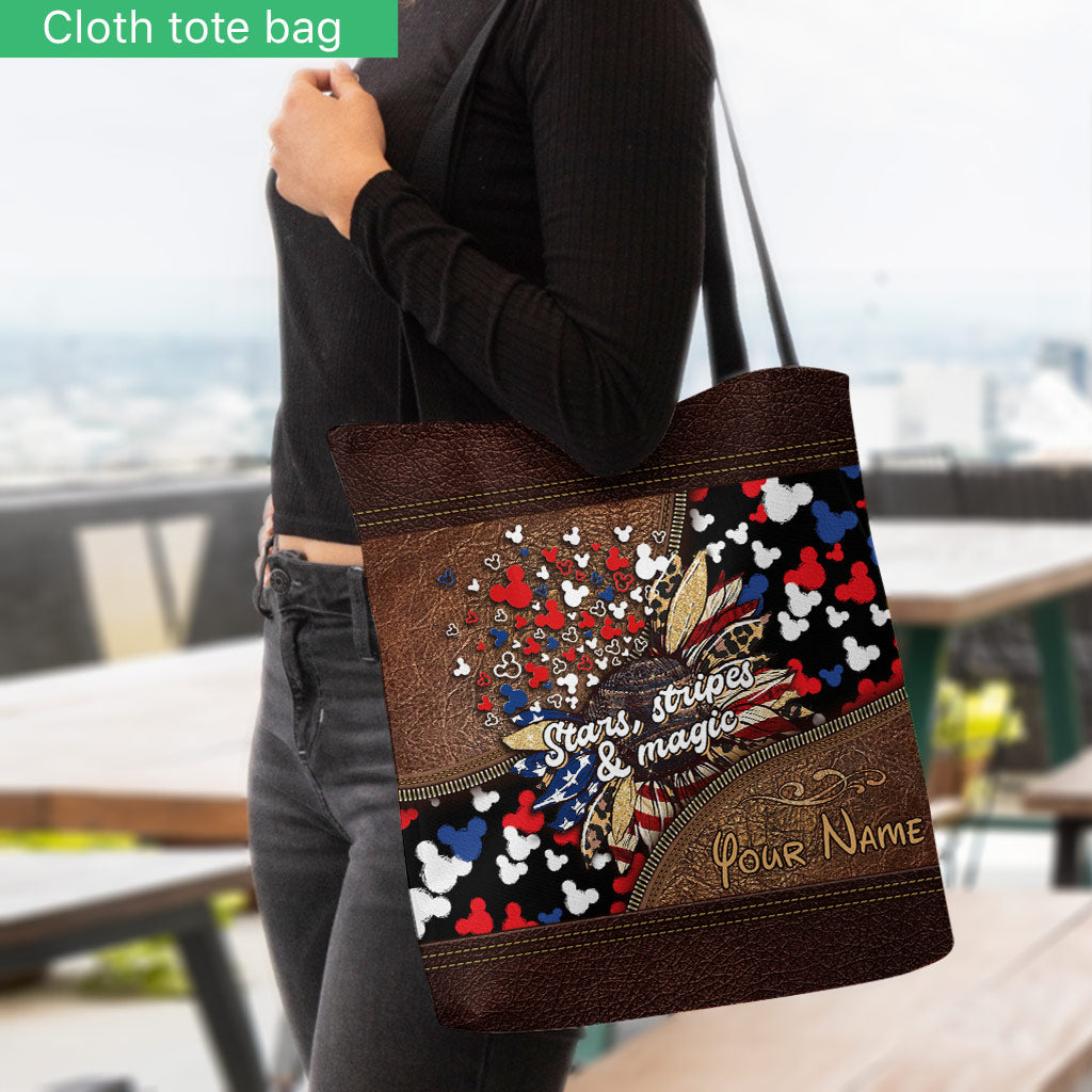 Personalized Independence Day Tote Bag with American Flag Design Tote Bag GradoCreations