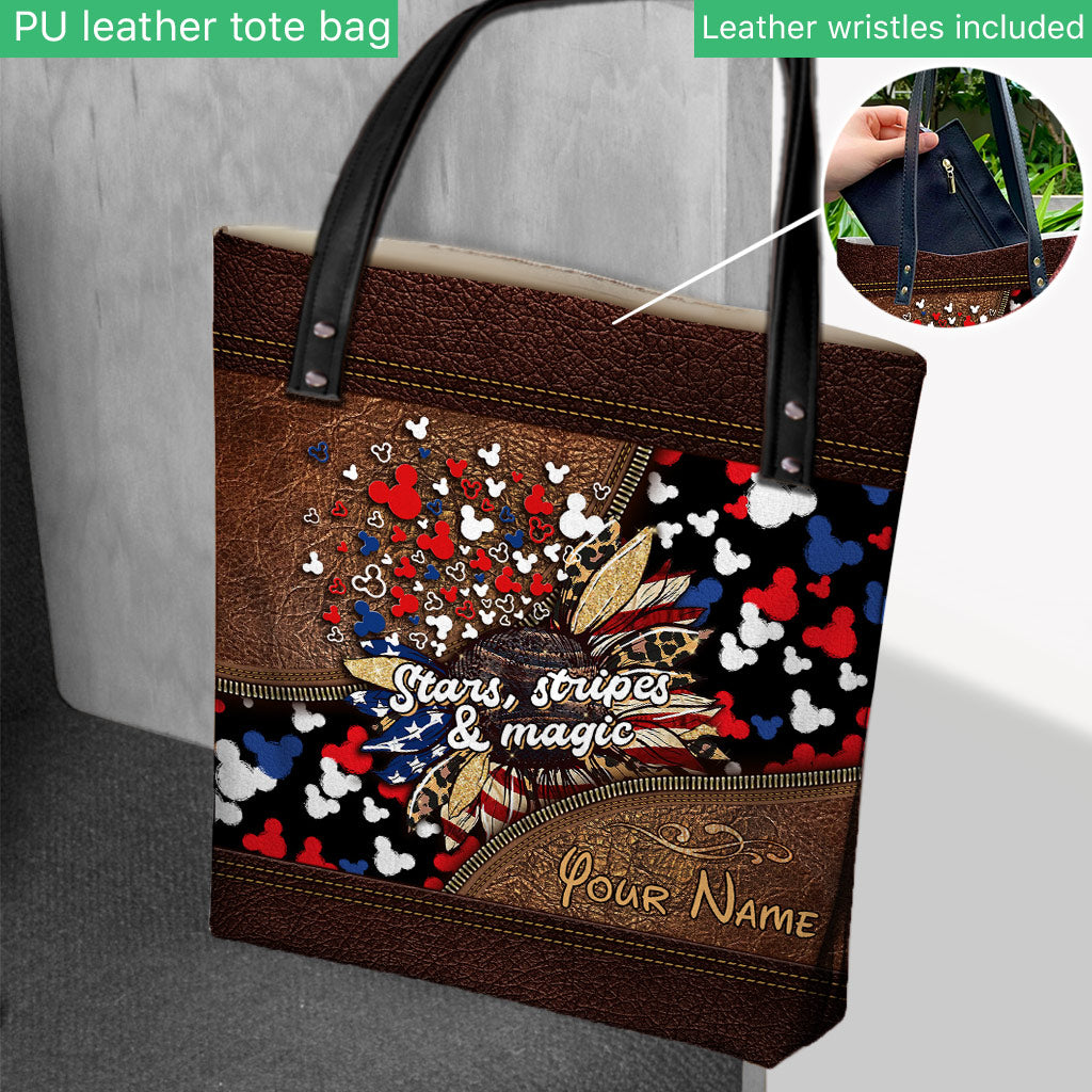 Personalized Independence Day Tote Bag with American Flag Design Tote Bag GradoCreations