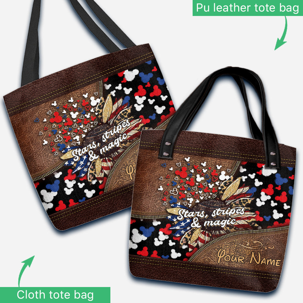 Personalized Independence Day Tote Bag with American Flag Design Tote Bag GradoCreations