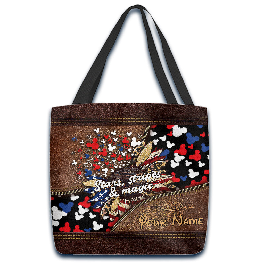Personalized Independence Day Tote Bag with American Flag Design Tote Bag GradoCreations