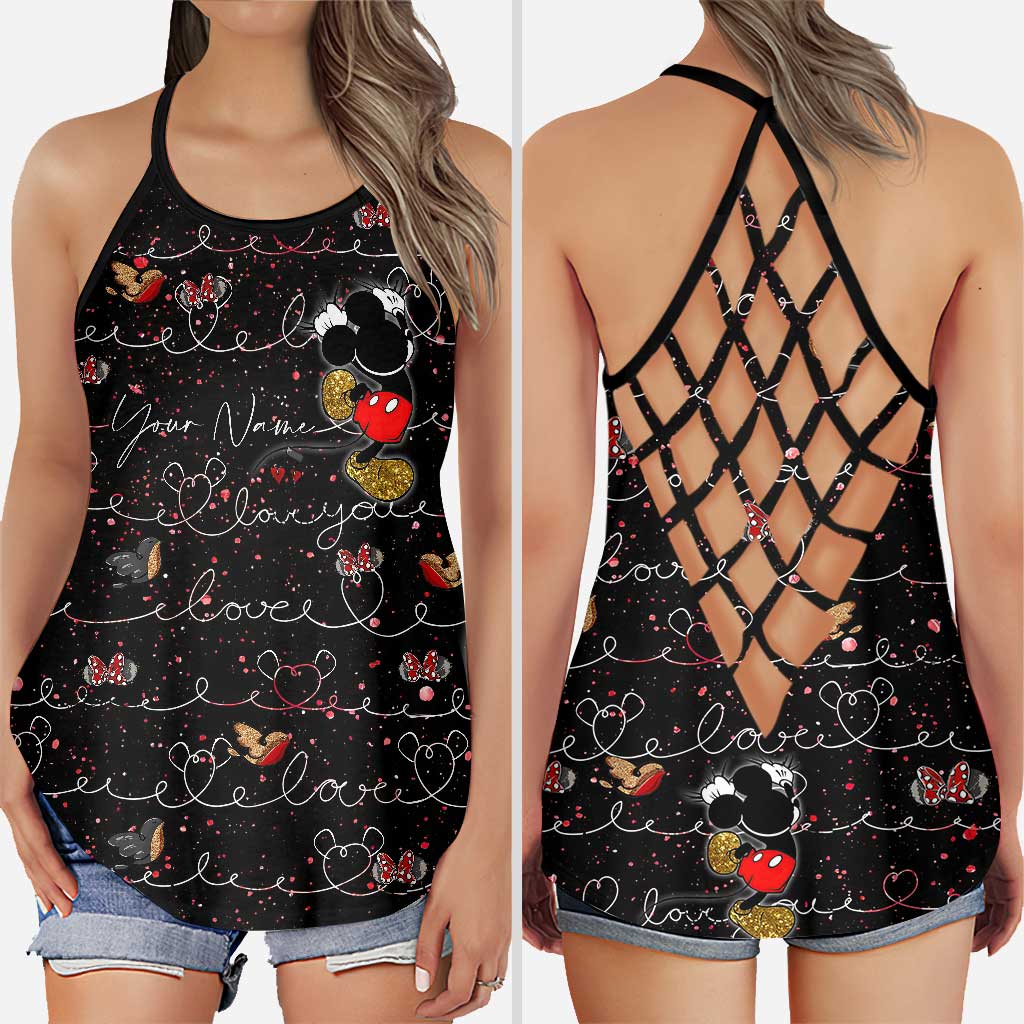 Personalized Mickey Mouse Ears Cross Tank Top Custom Name Gift Cross Tank Top GradoCreations