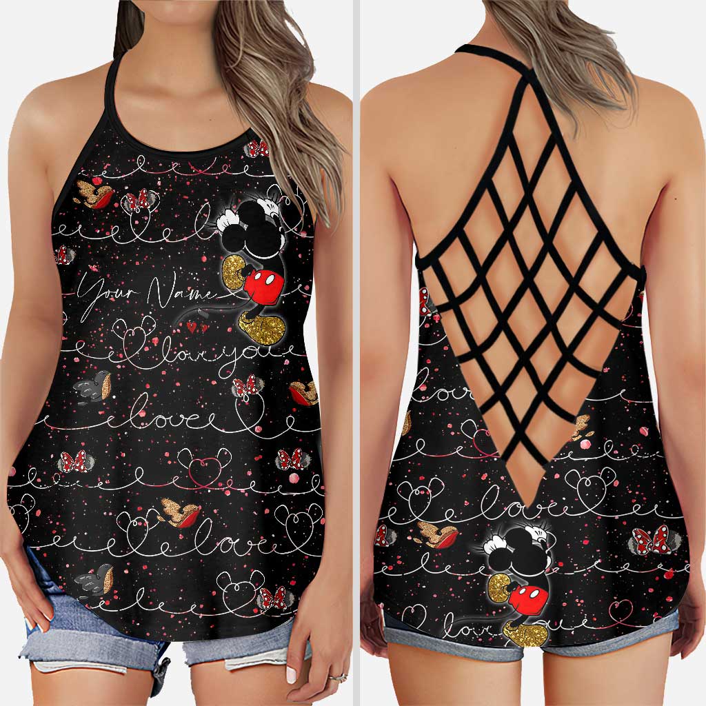 Personalized Mickey Mouse Ears Cross Tank Top Custom Name Gift Cross Tank Top GradoCreations
