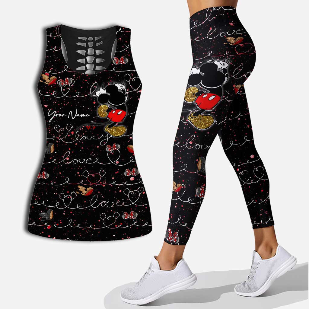 Personalized Cute Mouse Ears Hollow Tank Top & Leggings Set Hollow Tank & Leggings GradoCreations