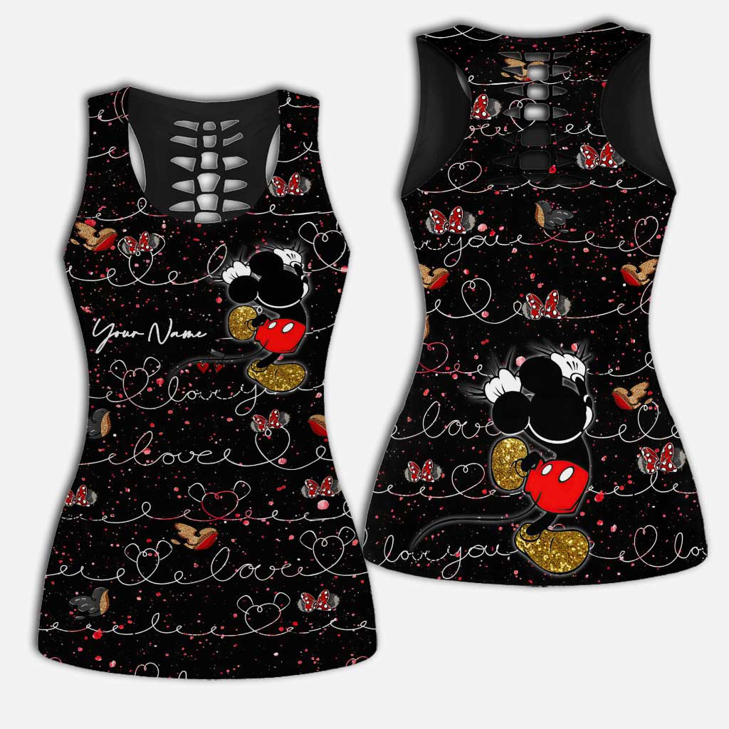Personalized Cute Mouse Ears Hollow Tank Top & Leggings Set Hollow Tank & Leggings GradoCreations