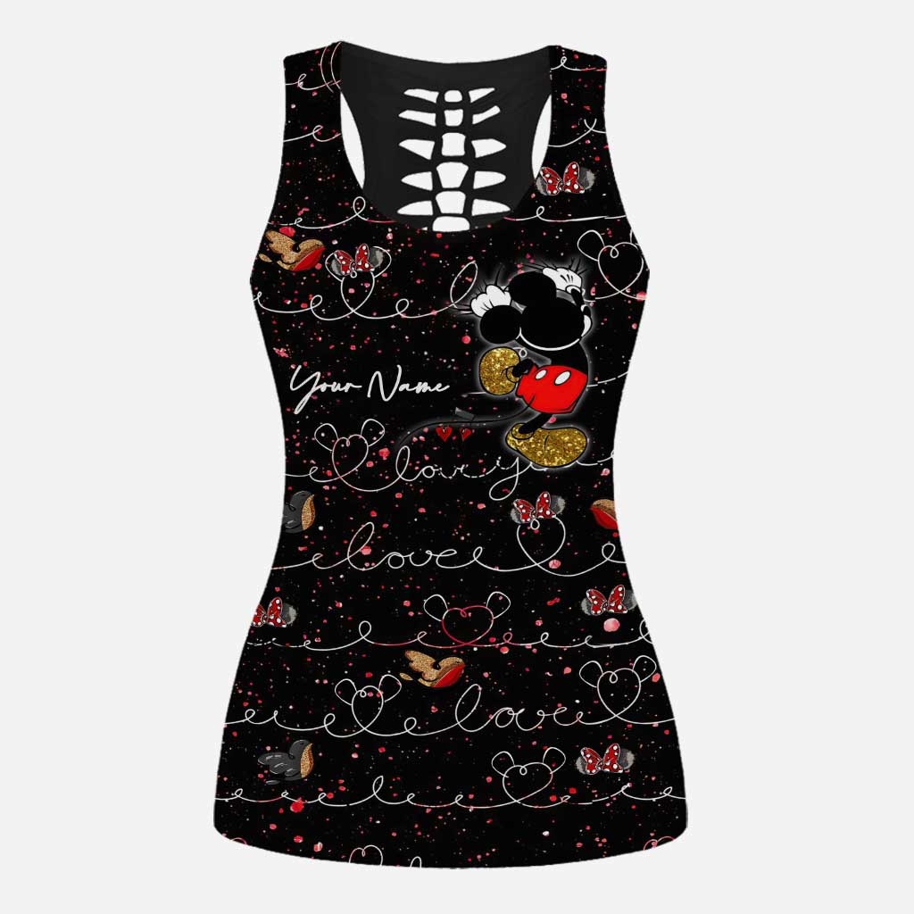 Personalized Cute Mouse Ears Hollow Tank Top & Leggings Set Hollow Tank & Leggings GradoCreations