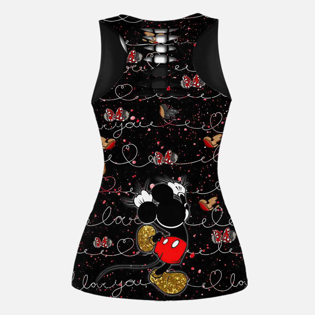 Personalized Cute Mouse Ears Hollow Tank Top & Leggings Set Hollow Tank & Leggings GradoCreations
