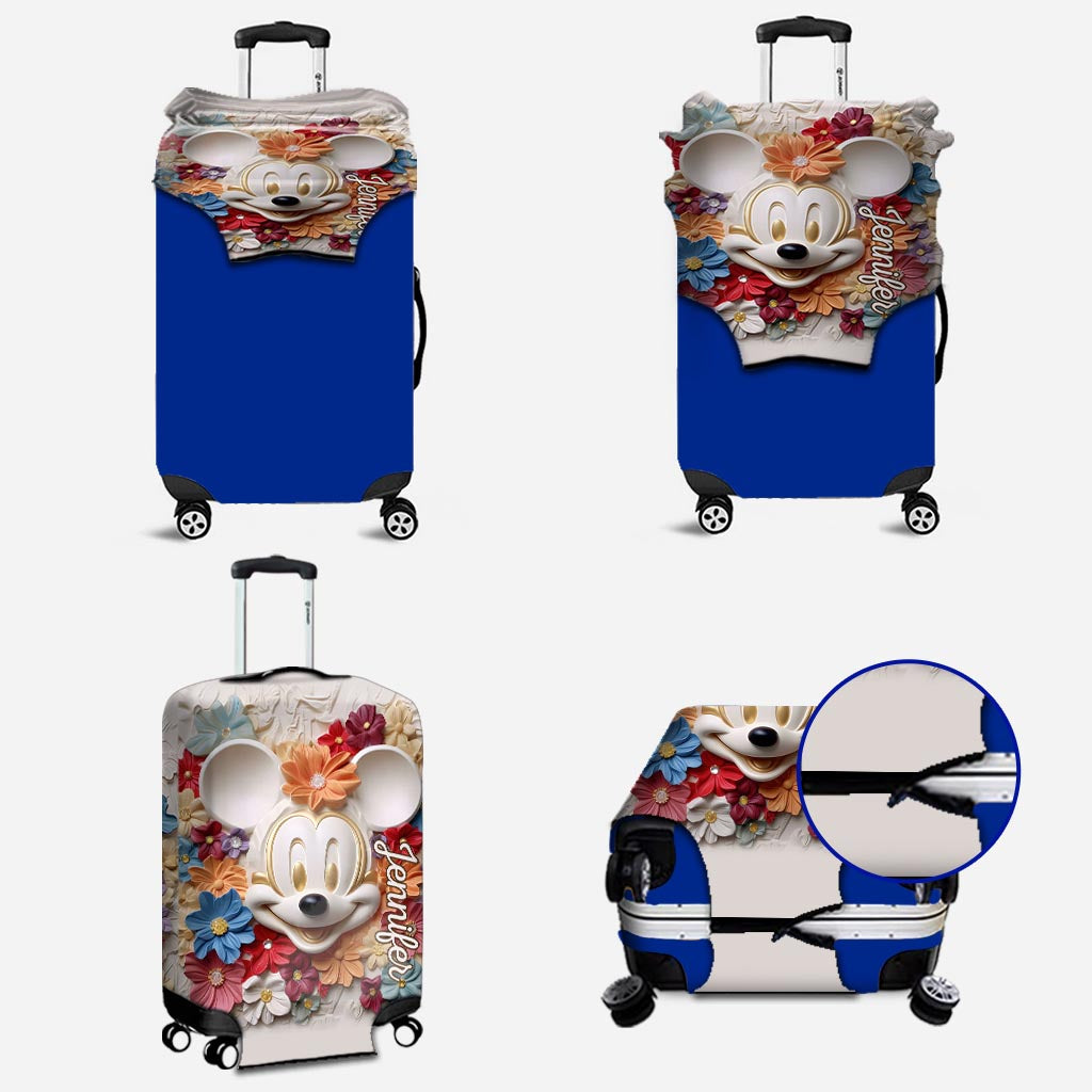 Personalized 3D Floral Mouse Luggage Cover Custom Name Gift Luggage Cover GradoCreations