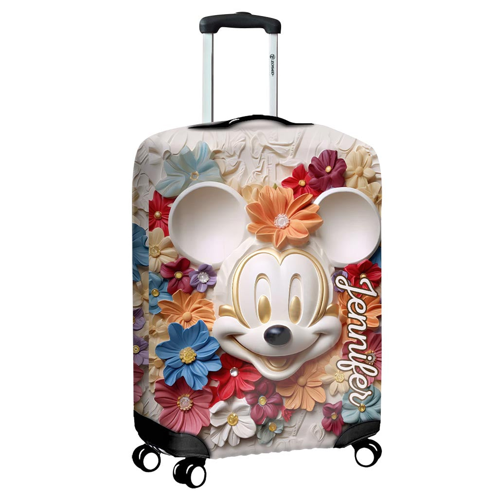 Personalized 3D Floral Mouse Luggage Cover Custom Name Gift Luggage Cover GradoCreations