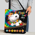 Personalized Hippie Dog Tote Bag Custom Name Gift Idea Tote Bag GradoCreations