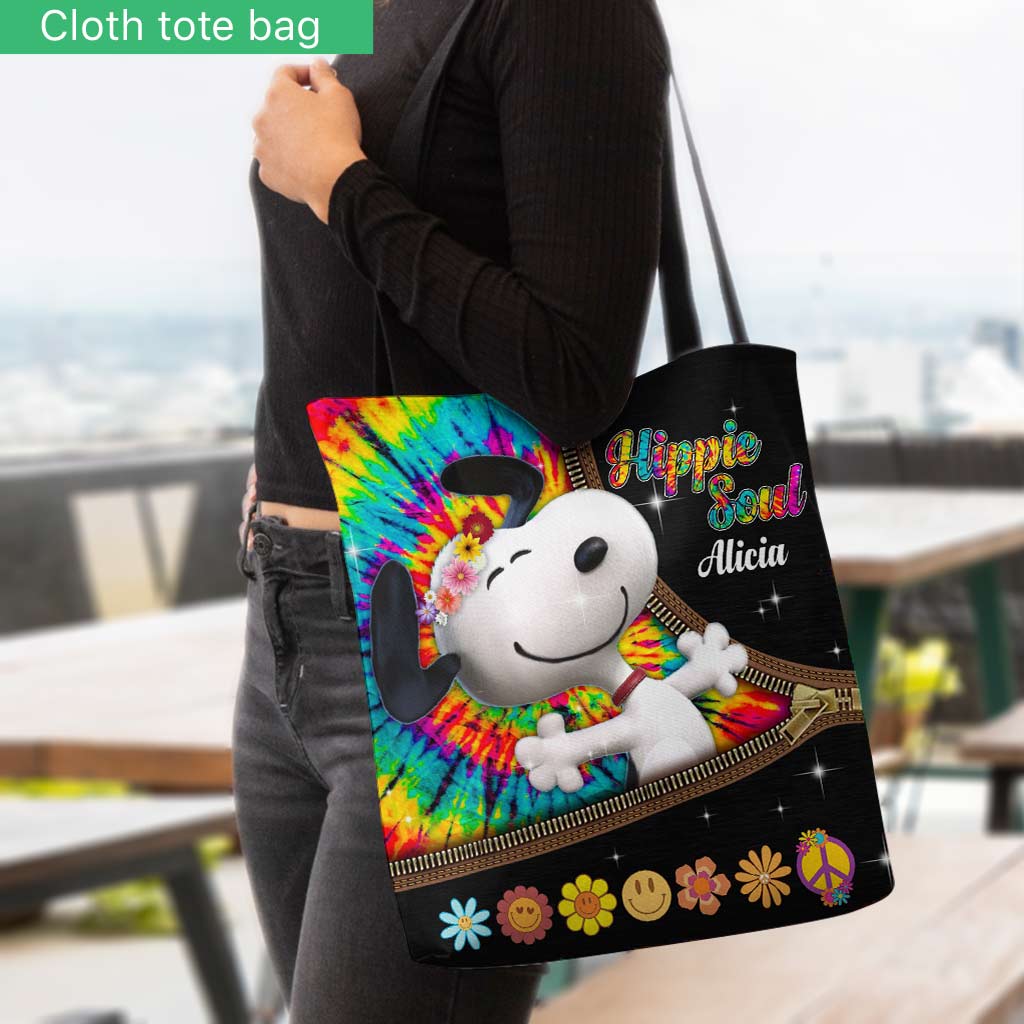 Personalized Hippie Dog Tote Bag Custom Name Gift Idea Tote Bag GradoCreations