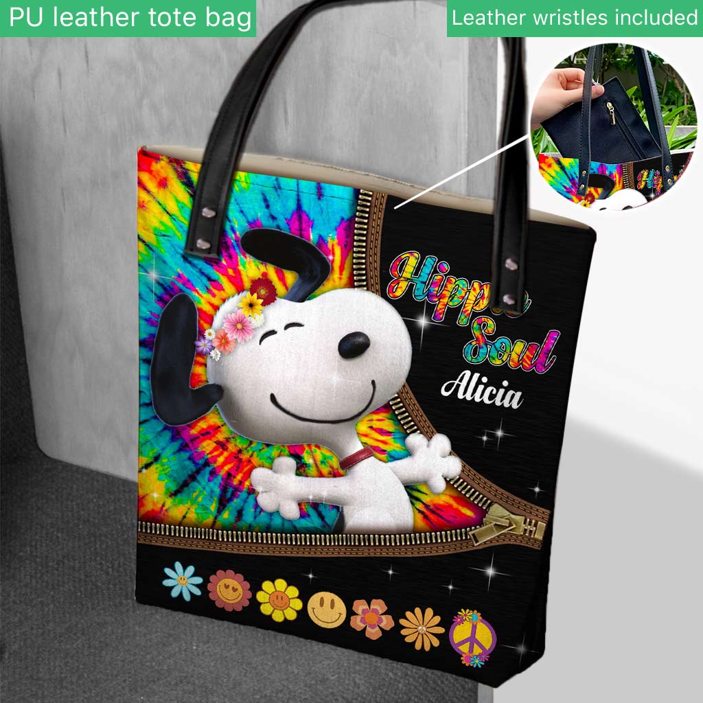 Personalized Hippie Dog Tote Bag Custom Name Gift Idea Tote Bag GradoCreations