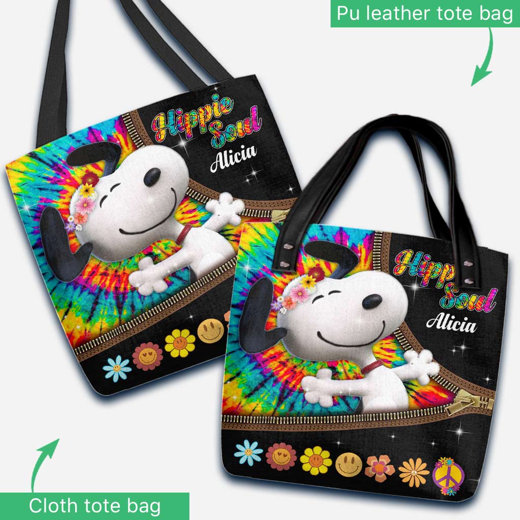 Personalized Hippie Dog Tote Bag Custom Name Gift Idea Tote Bag GradoCreations