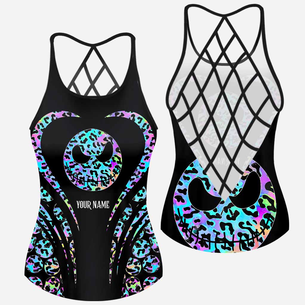 Personalized Leopard Print Cross Tank Top & Shorts Set for Summer Cross Tank Top & Women Shorts GradoCreations