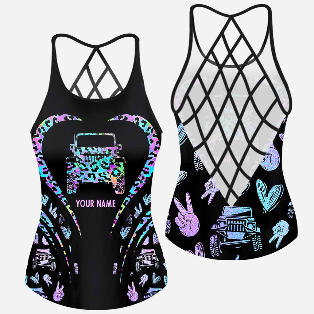 Personalized Leopard Print Cross Tank Top & Shorts Set for Summer Cross Tank Top & Women Shorts GradoCreations