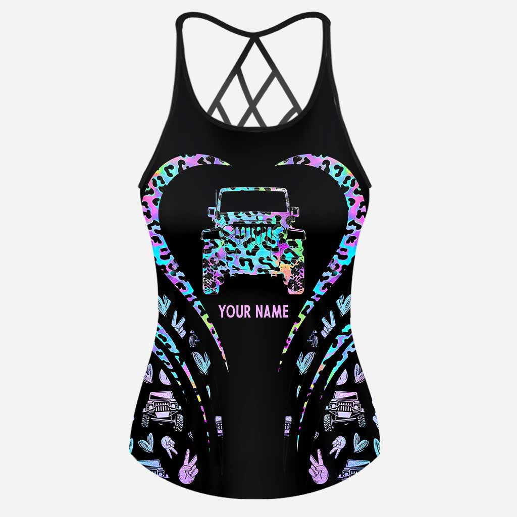 Personalized Leopard Print Cross Tank Top & Shorts Set for Summer Cross Tank Top & Women Shorts GradoCreations