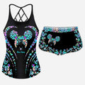 Personalized Leopard Mouse Ears Cross Tank Top & Shorts Set Cross Tank Top & Women Shorts GradoCreations