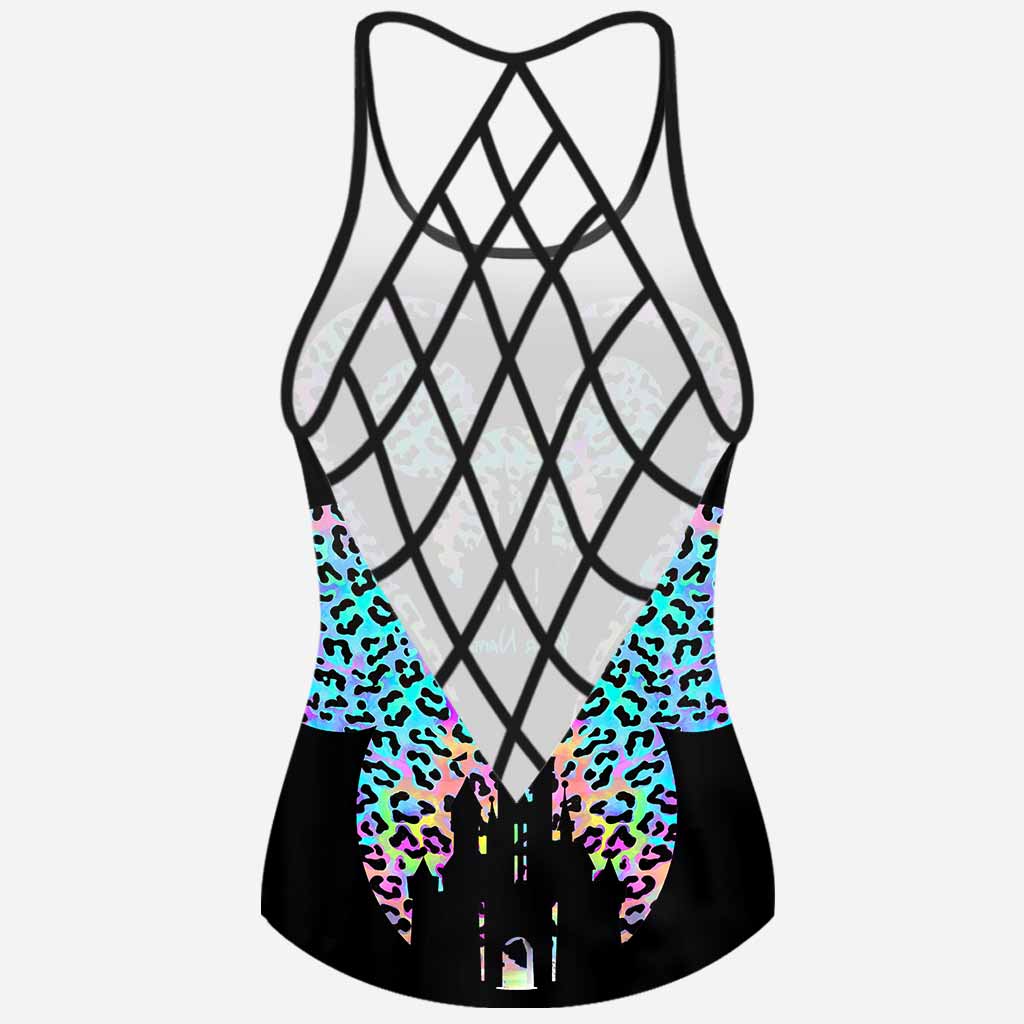 Personalized Leopard Mouse Ears Cross Tank Top & Shorts Set Cross Tank Top & Women Shorts GradoCreations