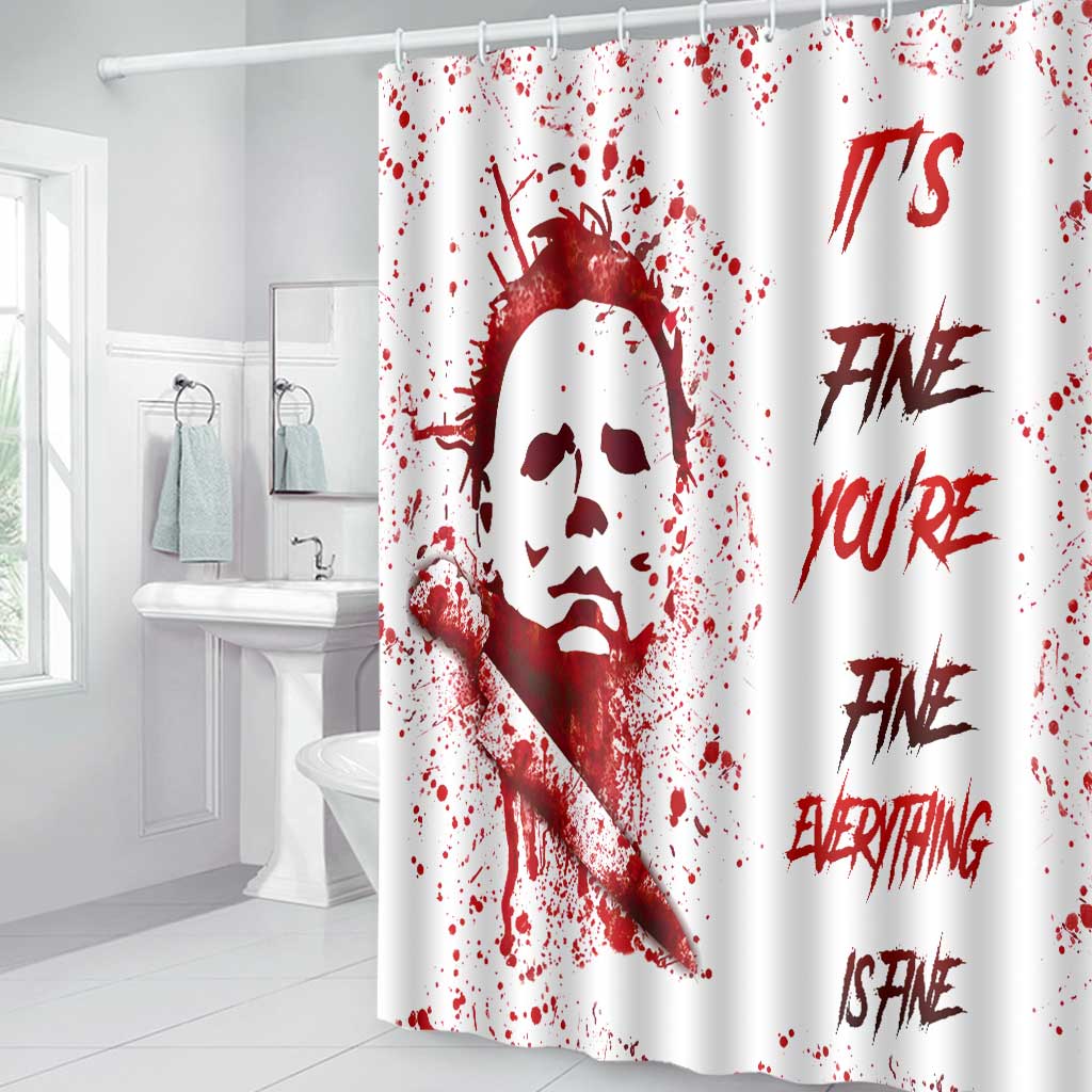 Personalized Halloween Bathroom Curtain & Mats Set for Spooky Decor Bathroom Curtain & Mats Set GradoCreations