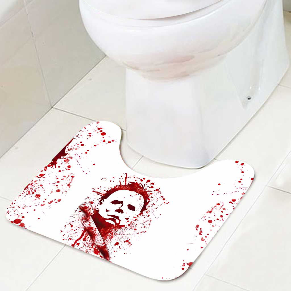 Personalized Halloween Bathroom Curtain & Mats Set for Spooky Decor Bathroom Curtain & Mats Set GradoCreations