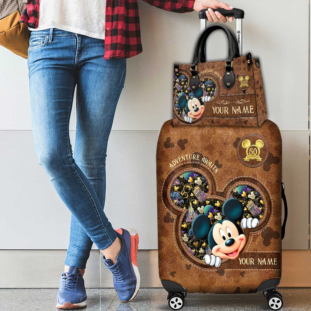 Personalized Adventure Awaits Leather Handbag & Luggage Cover - Custom Name Gift for Women Leather Handbag & Luggage Cover GradoCreations