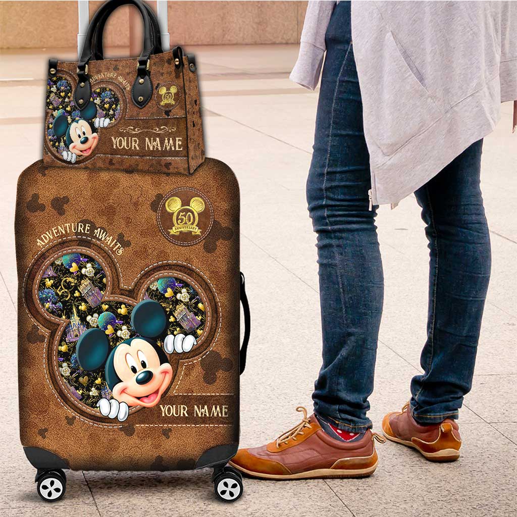 Personalized Adventure Awaits Leather Handbag & Luggage Cover - Custom Name Gift for Women Leather Handbag & Luggage Cover GradoCreations