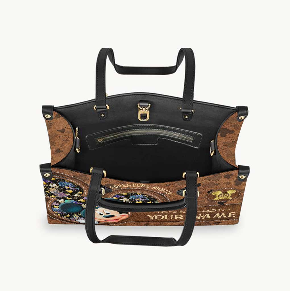 Personalized Adventure Awaits Leather Handbag & Luggage Cover - Custom Name Gift for Women Leather Handbag & Luggage Cover GradoCreations