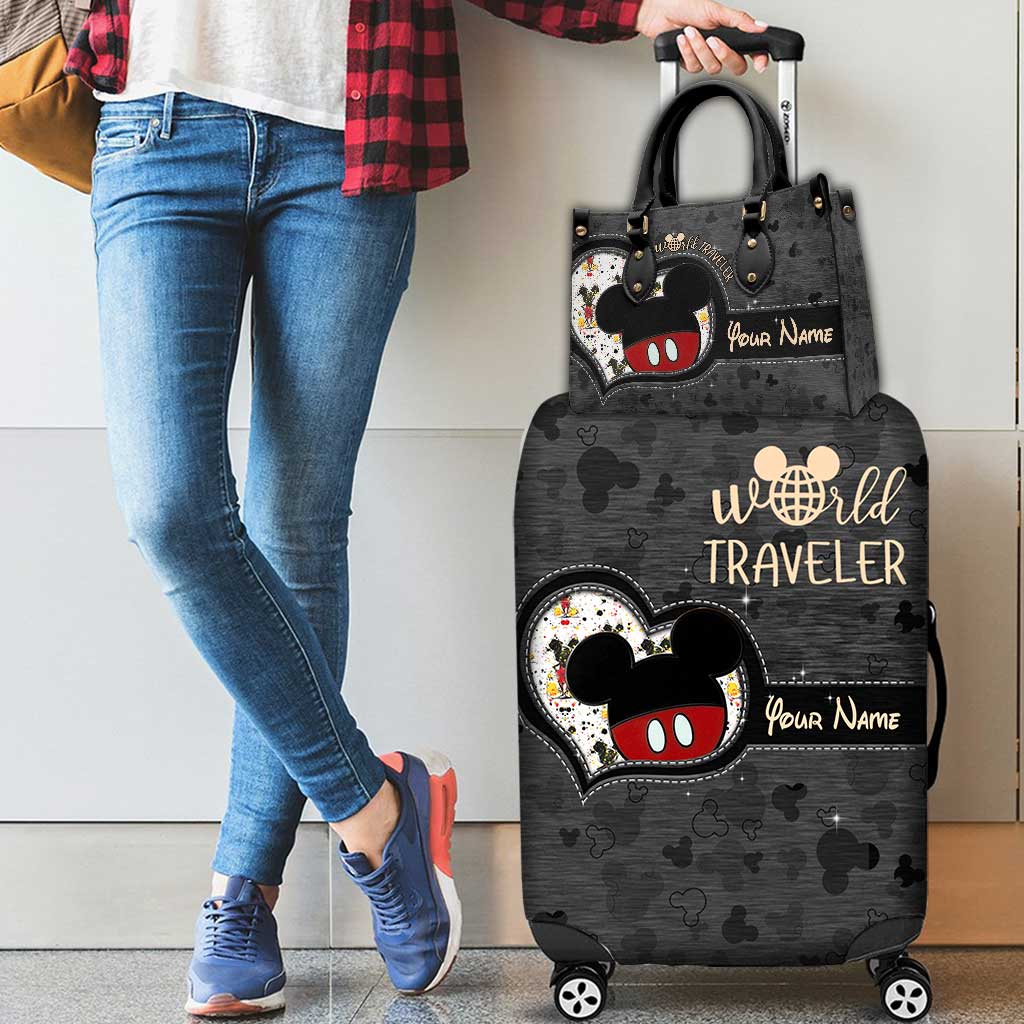 Personalized Leather Handbag & Luggage Cover Set for Travelers Leather Handbag & Luggage Cover GradoCreations