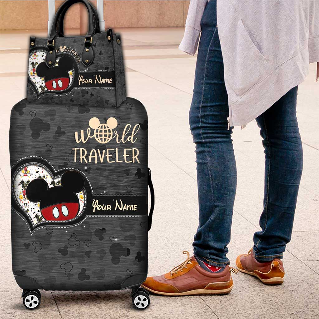 Personalized Leather Handbag & Luggage Cover Set for Travelers Leather Handbag & Luggage Cover GradoCreations