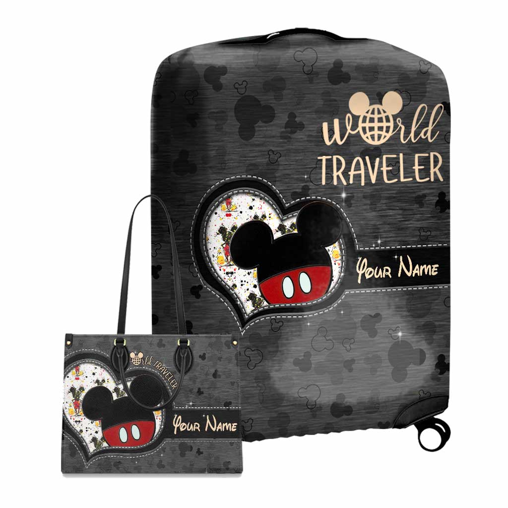 Personalized Leather Handbag & Luggage Cover Set for Travelers Leather Handbag & Luggage Cover GradoCreations