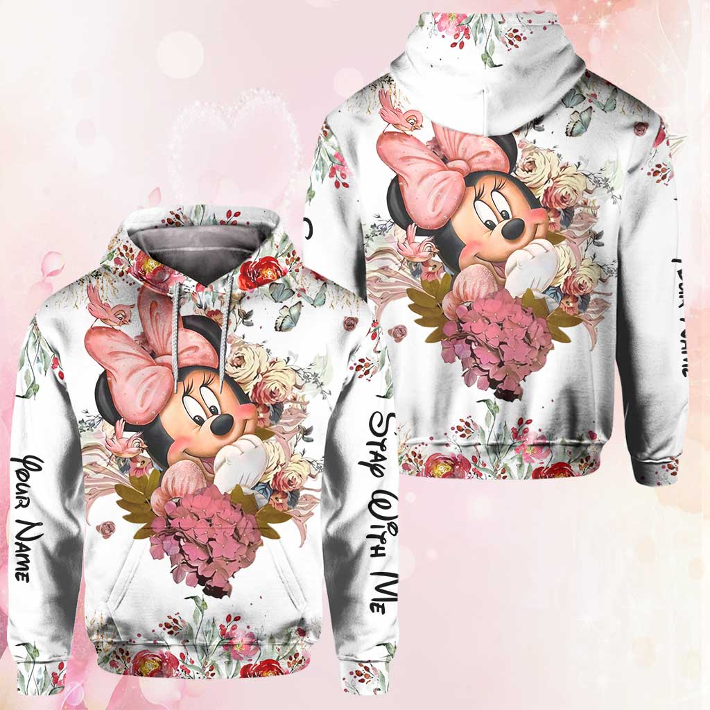 Personalized Floral Mouse Hoodie and Leggings Set for Girls | Custom Name Gift Hoodie & Leggings GradoCreations