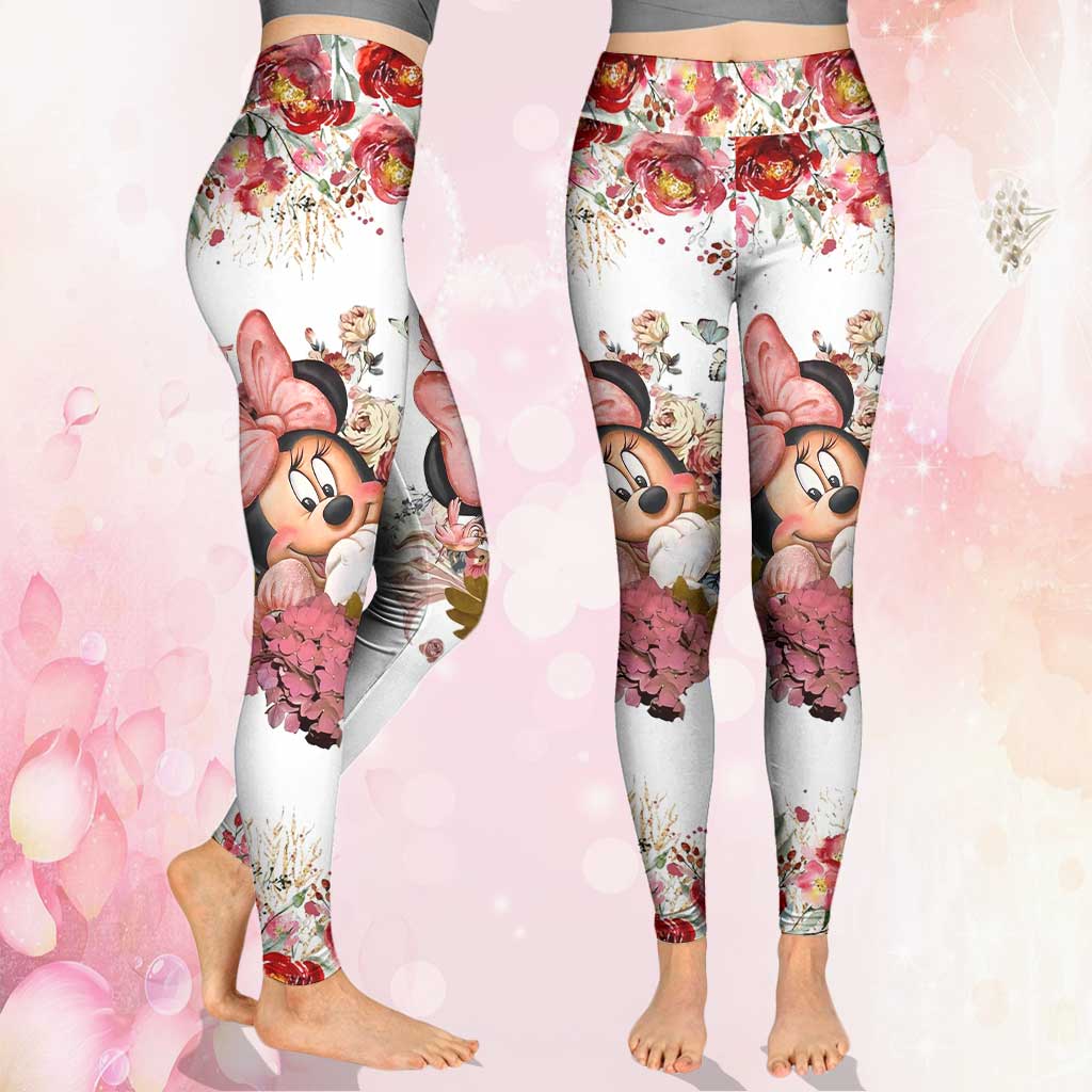 Personalized Floral Mouse Hoodie and Leggings Set for Girls | Custom Name Gift Hoodie & Leggings GradoCreations