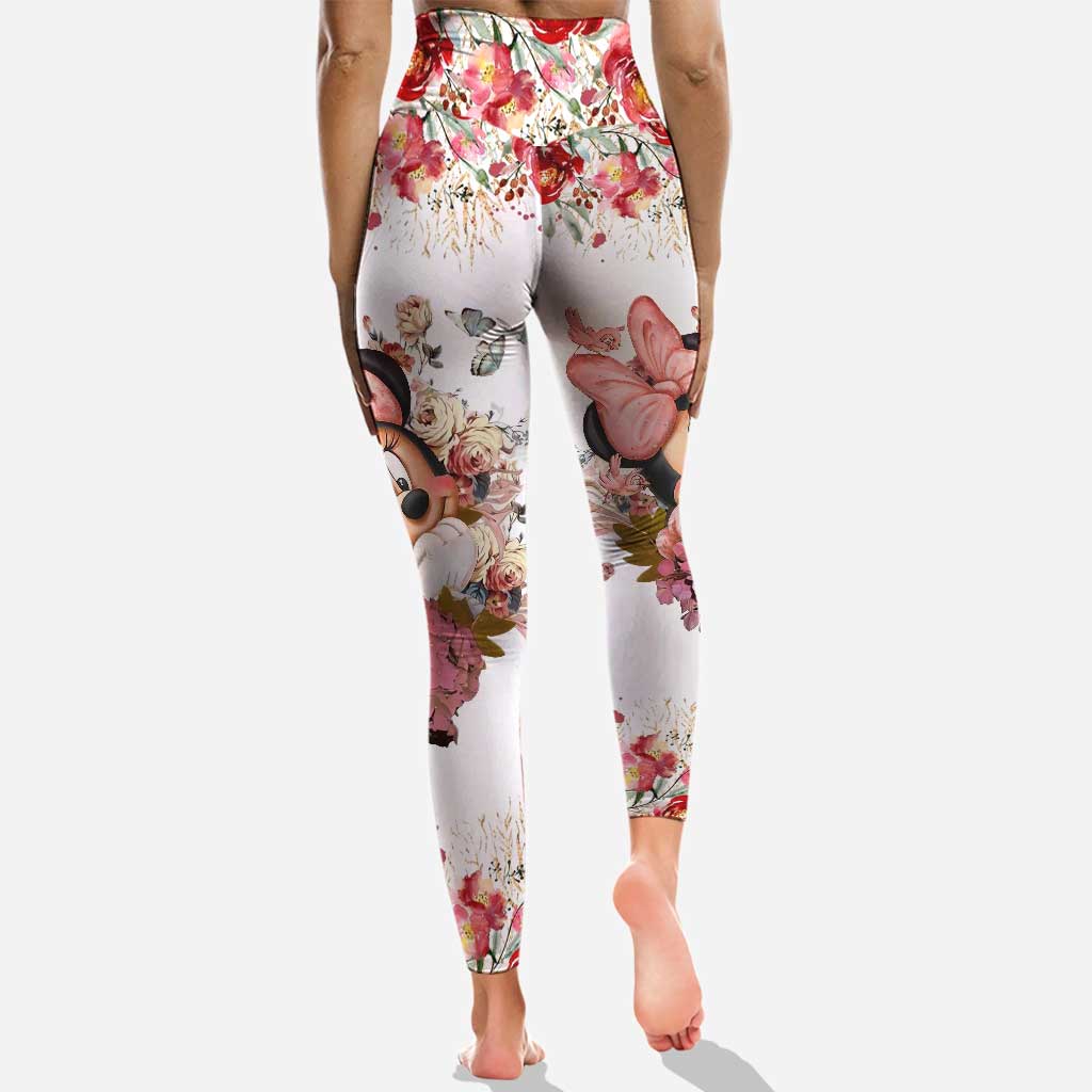 Personalized Floral Mouse Hoodie and Leggings Set for Girls | Custom Name Gift Hoodie & Leggings GradoCreations