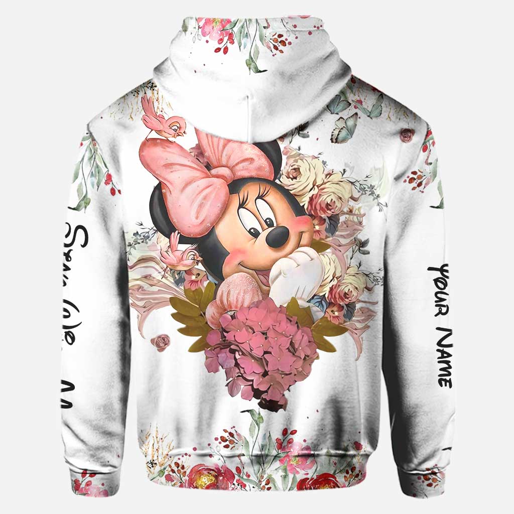 Personalized Floral Mouse Hoodie and Leggings Set for Girls | Custom Name Gift Hoodie & Leggings GradoCreations