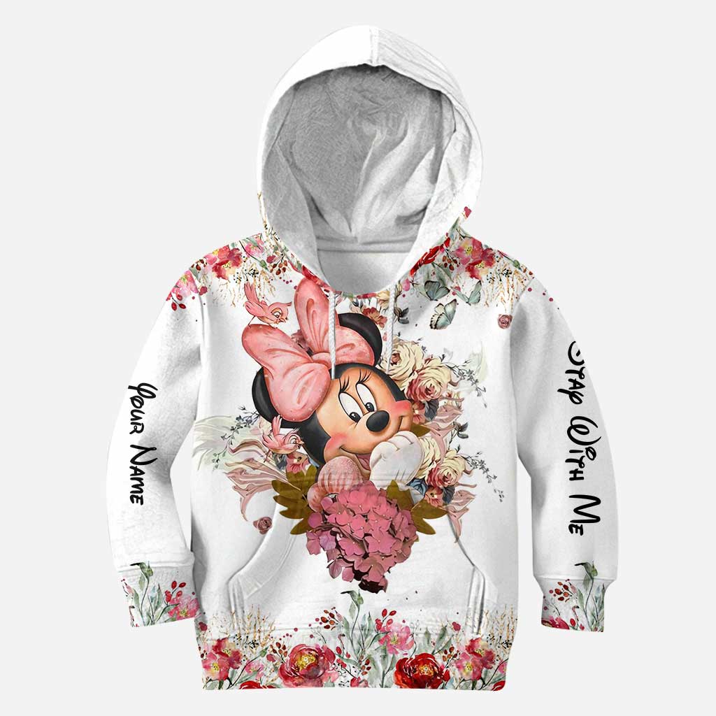 Personalized Floral Mouse Hoodie and Leggings Set for Girls | Custom Name Gift Hoodie & Leggings GradoCreations