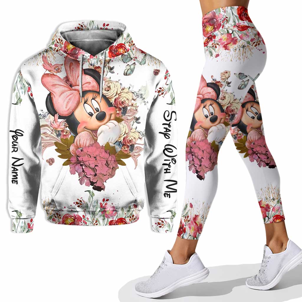 Personalized Floral Mouse Hoodie and Leggings Set for Girls | Custom Name Gift Hoodie & Leggings GradoCreations