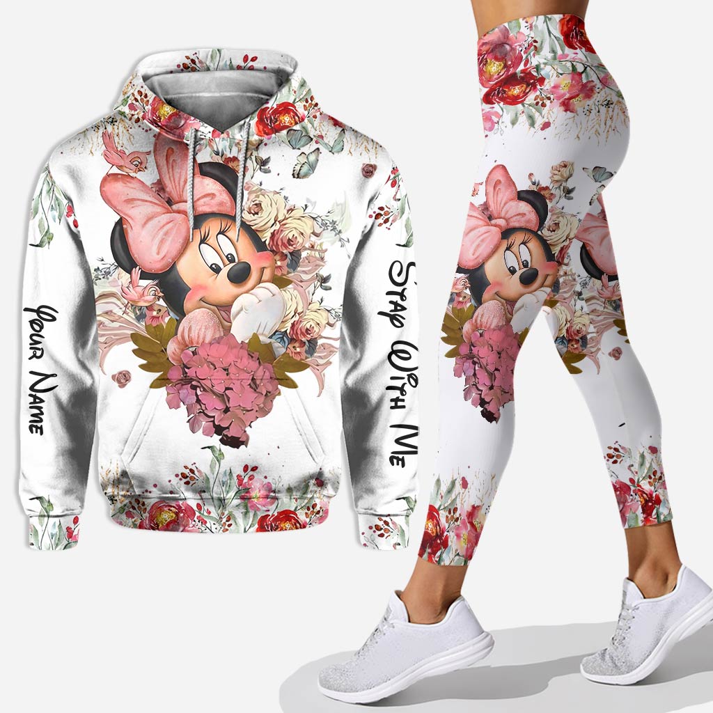 Personalized Floral Mouse Hoodie and Leggings Set for Girls | Custom Name Gift Hoodie & Leggings GradoCreations
