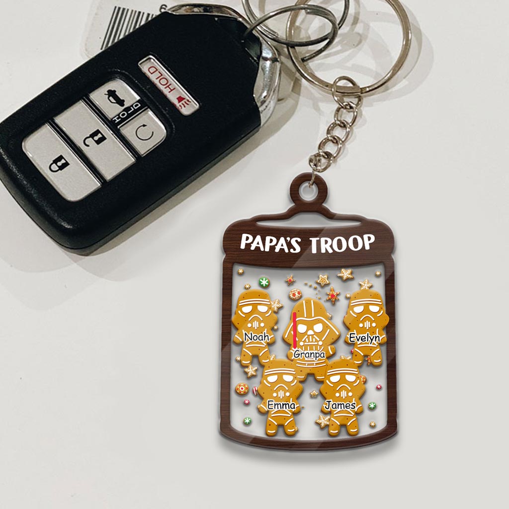Personalized Grandpa Christmas Keychain Custom Family Names Keychain GradoCreations